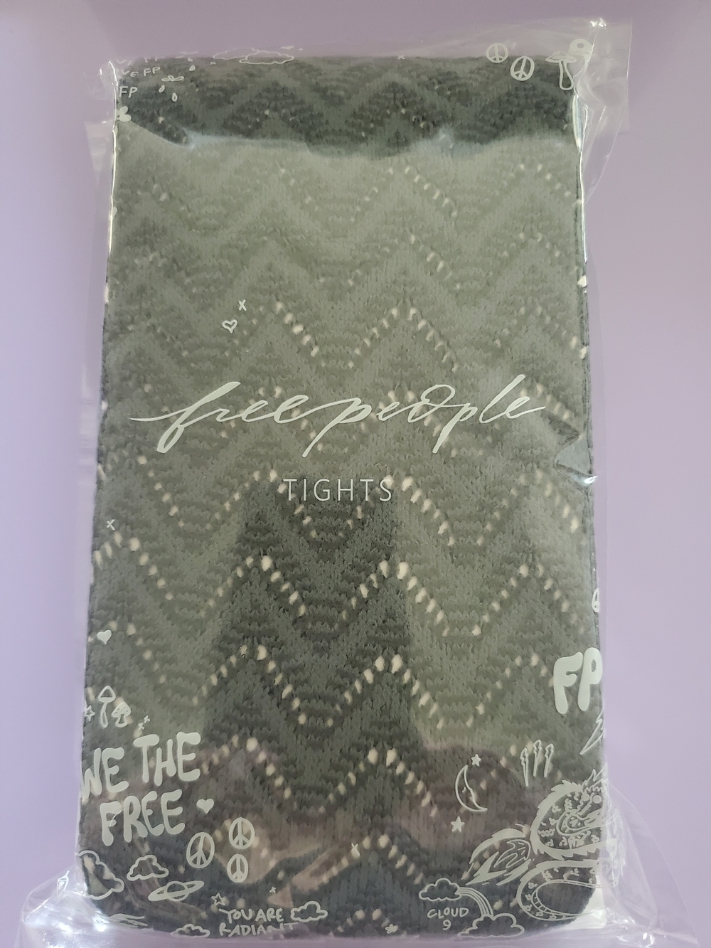 Free People Gray Chevron Eyelet Tights